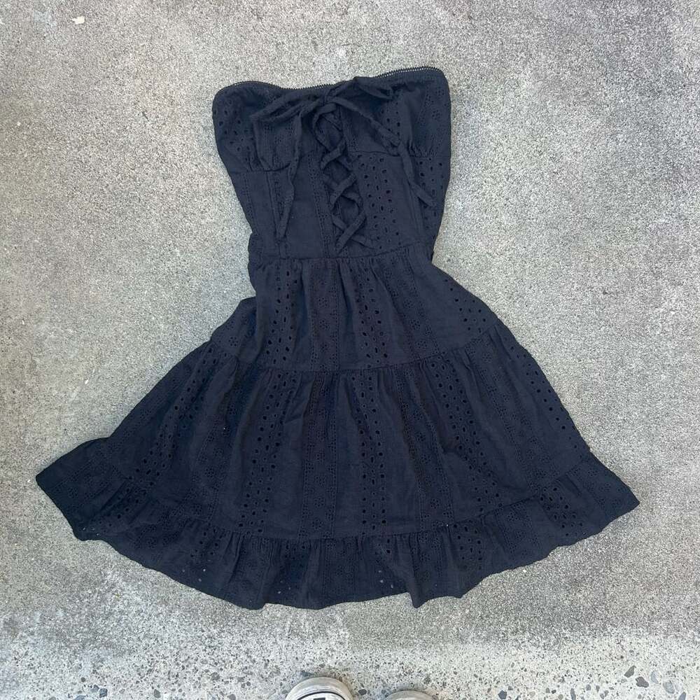 Edikted Strapless Embroidered Eyelet Cotton Minidress Liora Size XS